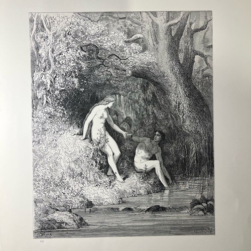Gustave Doré engraving used artwork 29x36 cm