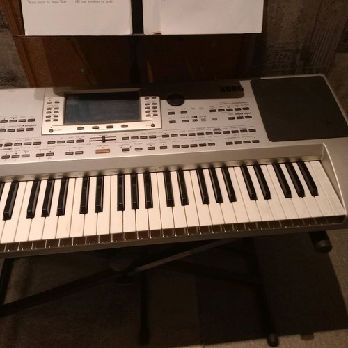Kord PA 80 keyboard used with Ultimate Support case and Proel stand