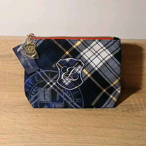 Estee Lauder toiletry bag new, blue gray checkered