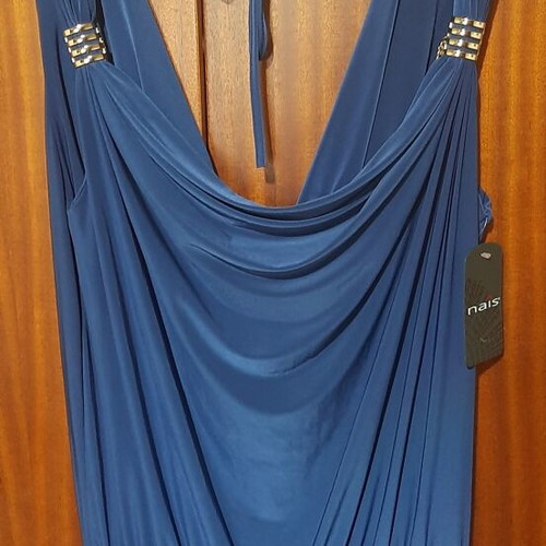One-piece jumpsuit new, blue, elastic fabric with open back