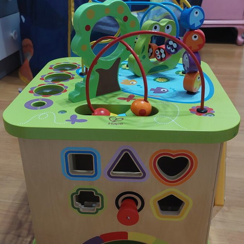 Hape Wooden Activity Cube 5-in-1 Montessori Style used