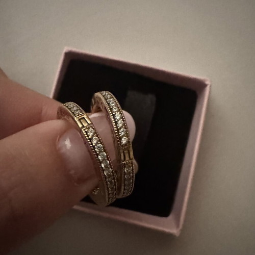 Pandora signature logo pave gold-plated hoop earrings with zirconia
