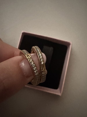 Pandora signature logo pave gold-plated hoop earrings with zirconia