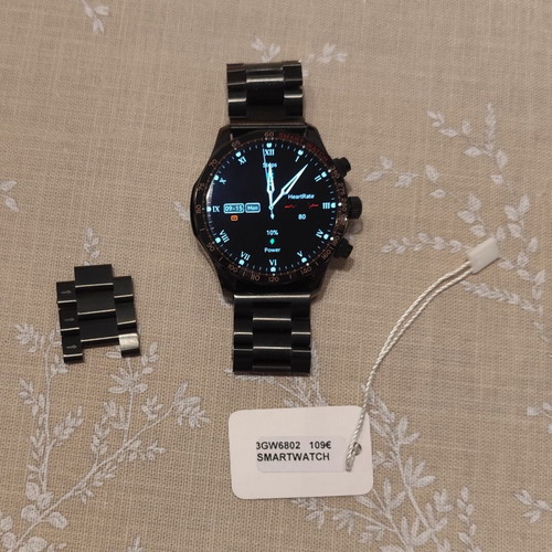 Smartwatch 3GW6802 Black Stainless Steel Bracelet like new