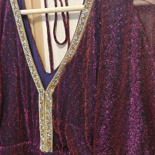 Fueguina evening dress like new, midi glitter embellished