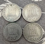 Vintage 20 Drachma coins 1976-1988, Parthenon and Pericles design