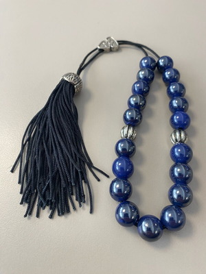 Collectible worry beads like new with blue glossy and silver beads