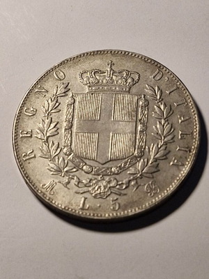 Italy 5 Lire 1869 σαν καινούργιο, κοπία