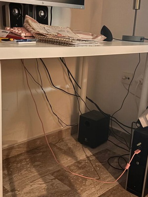 Ikea table/desk, Praktiker grey chair, sofa, oven set