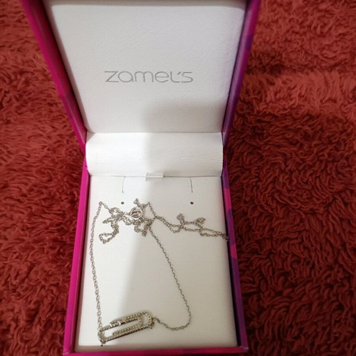Zamel's silver necklace new with small diamonds