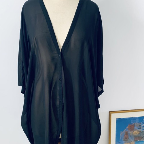 ICHI Black Transparent Shirt One Size New