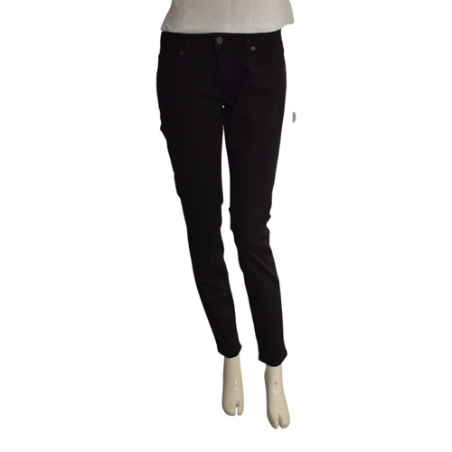 Burberry London England Skinny Low-Rise Black Jeans with Leather Patch W29