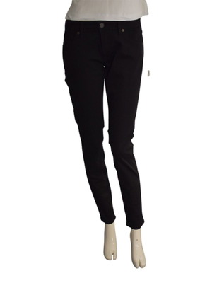 Burberry London England Skinny Low-Rise Black Jeans with Leather Patch W29