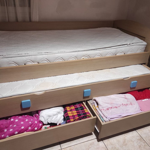Double bed for children's room with drawers, like new