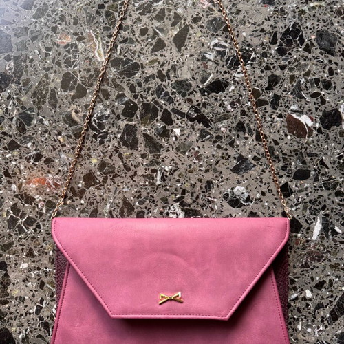Achilleas shoulder bag envelope like new with gold chain pink purple
