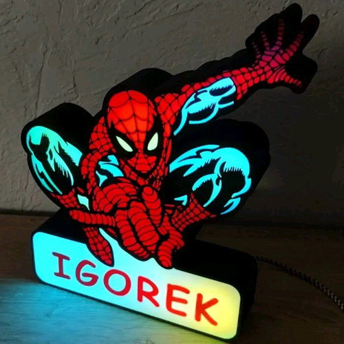 Custom Super Hero LED Lamp with Name for Kids' Room