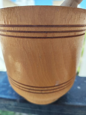 Wooden mortar large, like new