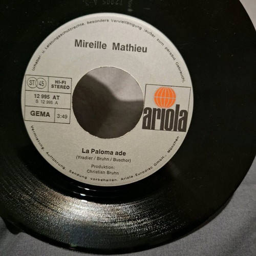 45 rpm record Mireille Mathieu 1973 used with double cover