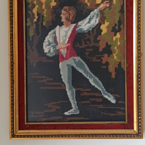 Handmade embroidered frame used, classic dancer