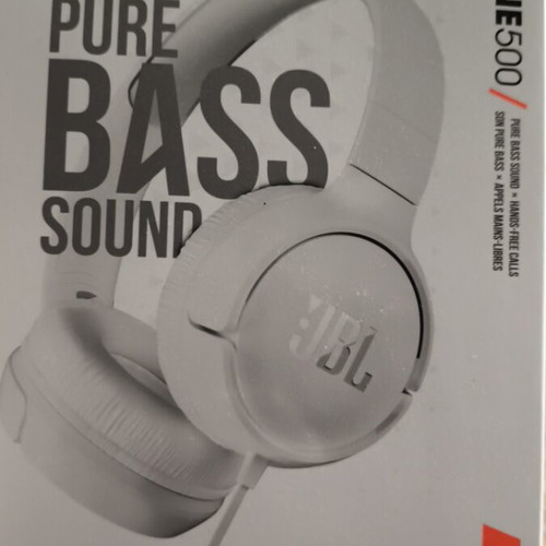 JBL Tune 500 white new wired headphones with security seal