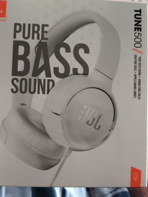 JBL Tune 500 white new wired headphones with security seal