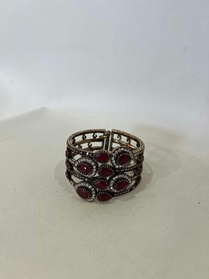Vintage antique bracelet cuff with red beads Ottoman style