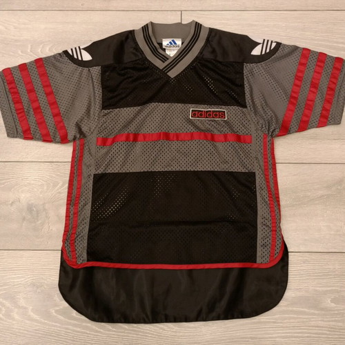 Adidas retro mesh jersey shirt used, black and red