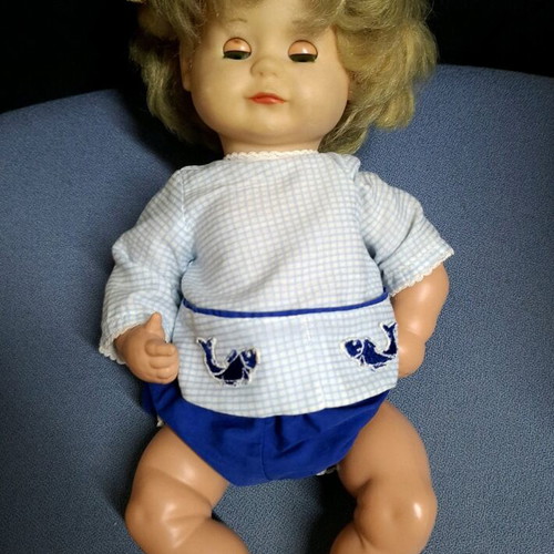 Vintage doll like new with child face, 30 cm tall