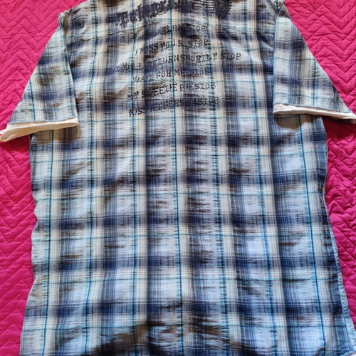 Cotton shirt like new, gray and turquoise, size XL