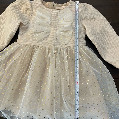 Tulle dress for 2-year-old girl new, beige with gold details