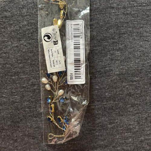 Hairvine hair accessory new, gold wire with blue crystals and pearls