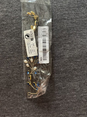 Hairvine hair accessory new, gold wire with blue crystals and pearls