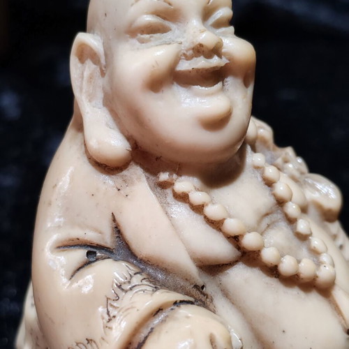 Vintage Laughing Buddha Hotei statue, Shoushan stone