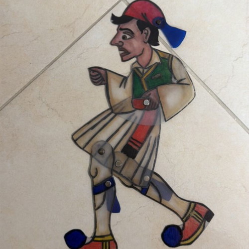 Amateur shadow theatre figure Tsoliadaki like new, 35 cm polypropylene
