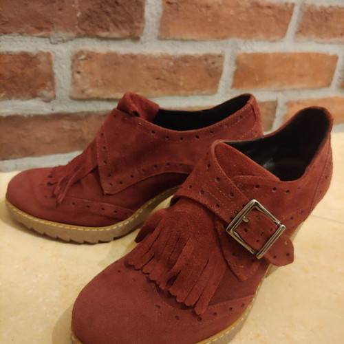 Cronos handmade terracotta suede ankle boots like new, size 38