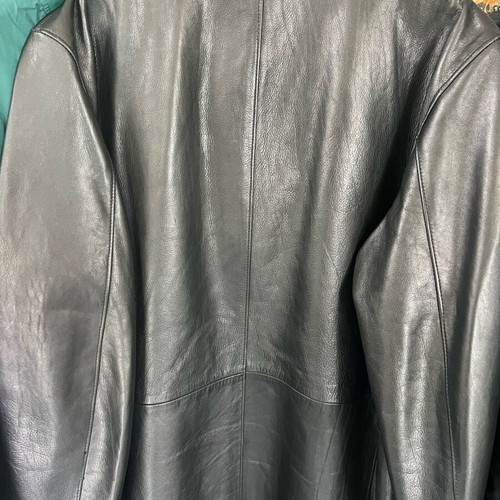 Gianni Versace Vintage Mens Black Leather Overcoat Jacket Size IT56 like new