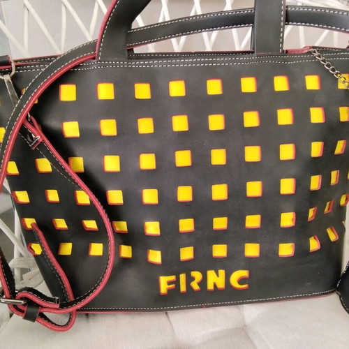 FRNC shoulder bag like new, black with yellow and red details