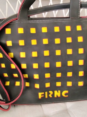 FRNC shoulder bag like new, black with yellow and red details