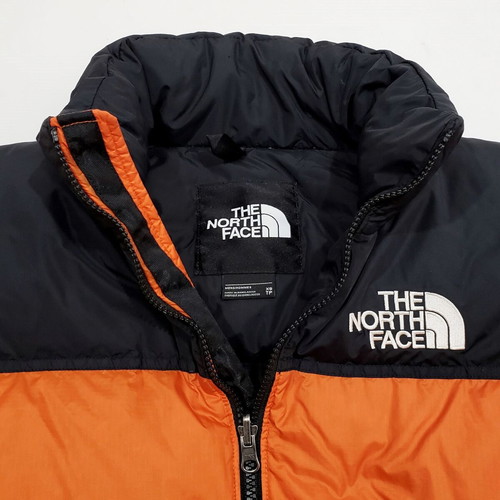 The North Face Nuptse 1996 Down Puffer jacket, men's XS-S, black and orange