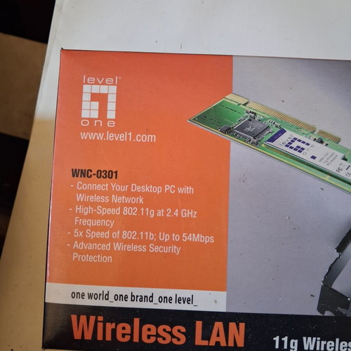 LevelOne WNC-0301 Wireless PCI Card 802.11g new, full set