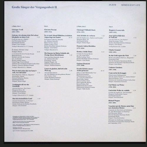 Große Sänger Der Vergangenheit II 2 x vinyl LP album used, classical opera