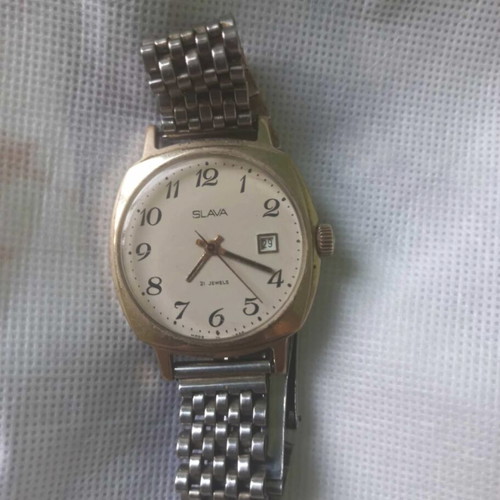 Soviet Slava mechanical watch used, gold-plated