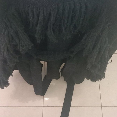 Regalinas women's cardigan like new with belt and fringes black
