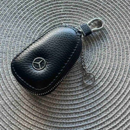 Mercedes-Benz leather car key cover new, black with metal details