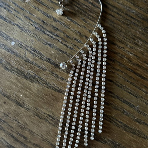 Statement Ear Cuff with Hanging Rhinestone Tassels used