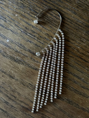Statement Ear Cuff with Hanging Rhinestone Tassels used