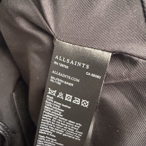 AllSaints 100% sheep leather biker jacket like new, black, size 34