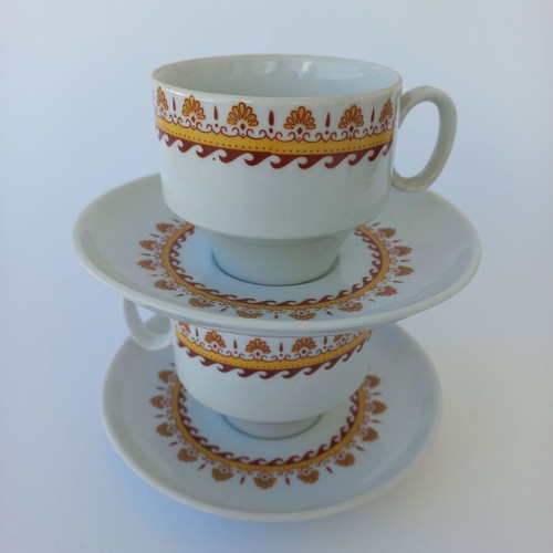 Set of 2 vintage porcelain coffee-tea cups Titov Veles Jugo Porcelain like new, former Yugoslavia