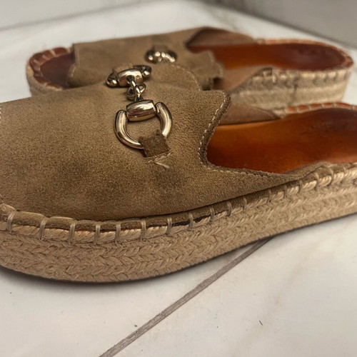 Leather platform sandals used, beige, size 38