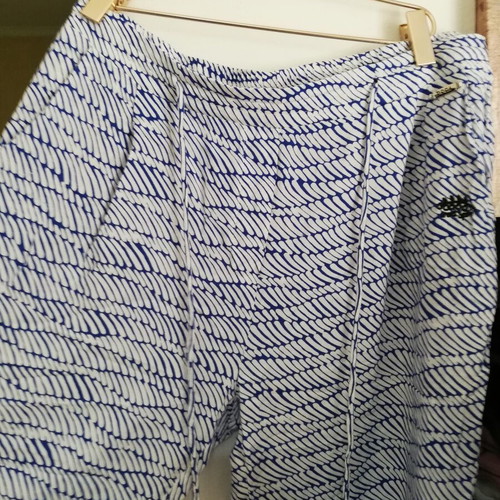 Doca patterned wide-leg pants, XL size, white and blue